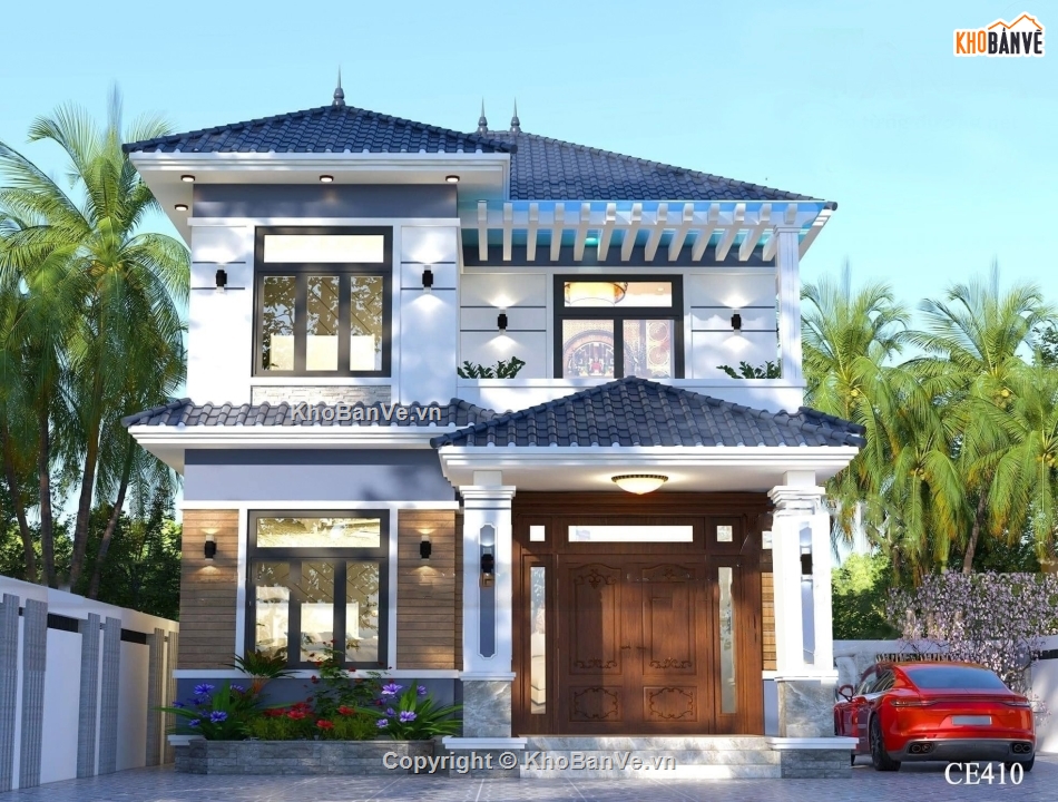Biệt thự 2 tầng,Biệt thự mái nhật,biệt thự 2 tầng mái nhật